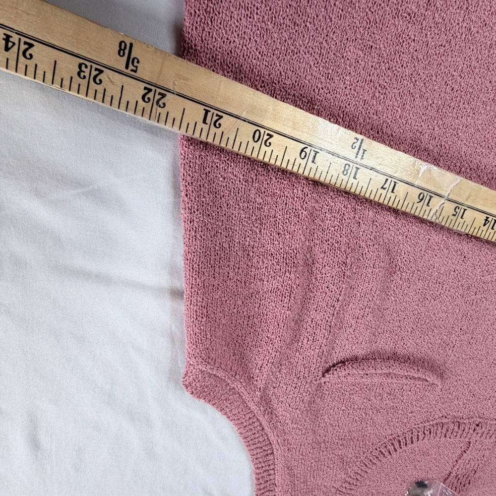 Perch by Blu Pepper Pink Textured Knit Button Back Top 1XL - Picture 7 of 8